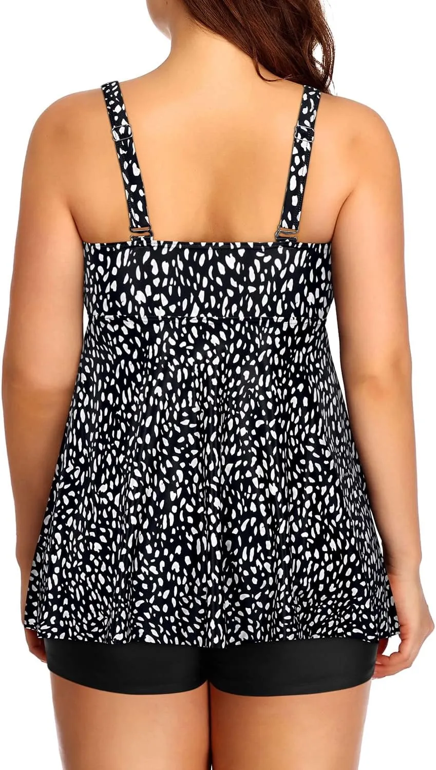 Yonique Two Piece Plus Size Tankini Swimsuits for Women Flowy Bathing Suits with Shorts Tummy Control Swimwear