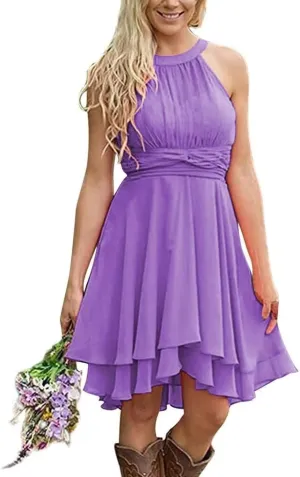 Yuxin Short Chiffon Bridesmaid Dresses 2025 Western Knee Length Formal Gowns for Country Wedding Guest Dress