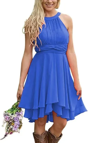 Yuxin Short Chiffon Bridesmaid Dresses 2025 Western Knee Length Formal Gowns for Country Wedding Guest Dress