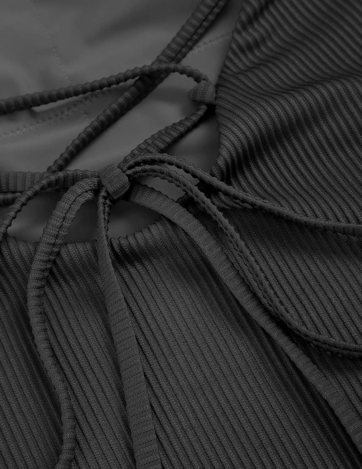 ZAFUL Women's One Piece Swimsuit Lace Up Tie Back Bathing Suits Ribbed Fully Lined Tummy Control Scoop Neck Padded Swimwear