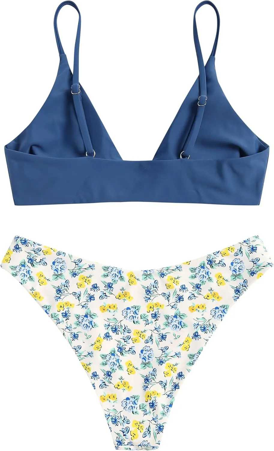 ZAFUL Women's Solid Spaghetti Strap Bralette Bikini Set Two Piece Swimsuit